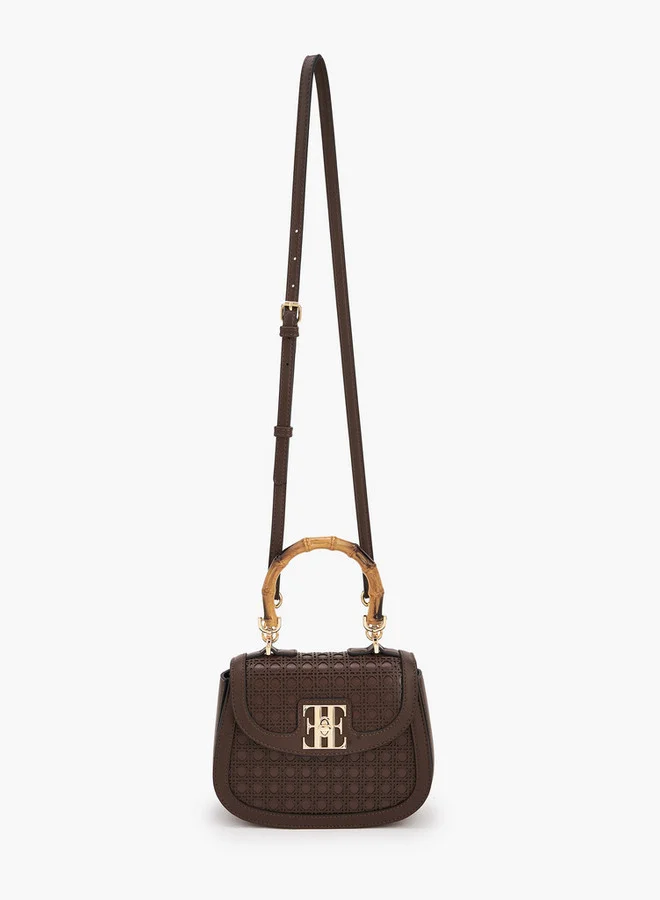 ايل Textured Crossbody Bag With Detachable Strap